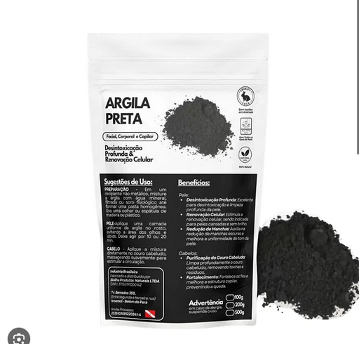 [ARGILA EM PO PRETA 500g D Água Natural] ARGILA EM PO PRETA